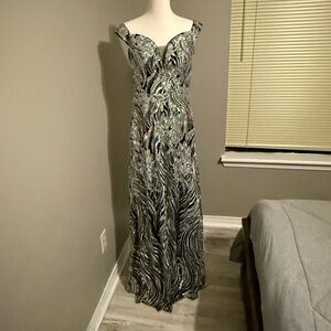 Sophisticated Black and Silver Prom Dress